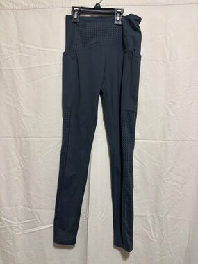 Zella Perforated High-Waist Workout Leggings - Dark Charcoal Size Small